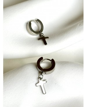 Steel Hoop Earrings with a...