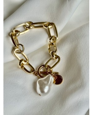 "Golden Pearl Charm" Bracelet