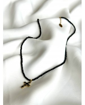 Black Quartz Necklace with...