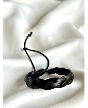 Braided Black Faux Leather...