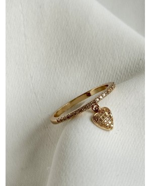Gold Heart Ring with Cubic...