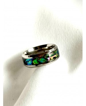 Steel Ring with Colored...