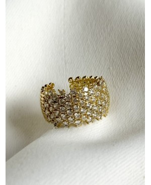 Wide Gold Ring with Cubic...