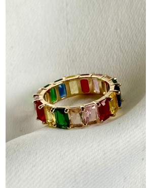 Gold Ring with Colorful...