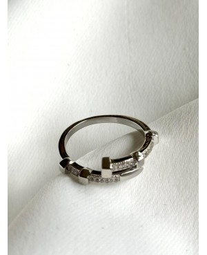 Silver Geometric Ring with...