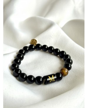 Onyx Bracelet with Initial...