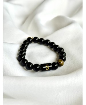 Onyx Bracelet with Initial...