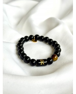 Onyx Bracelet with Initial...