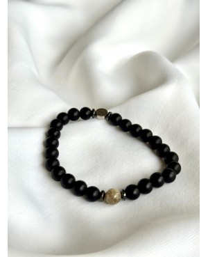 Matte Onyx and Jasper Bracelet