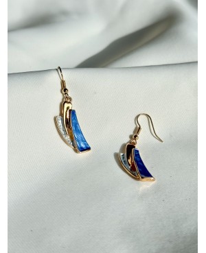 Gold and Blue Earrings with...
